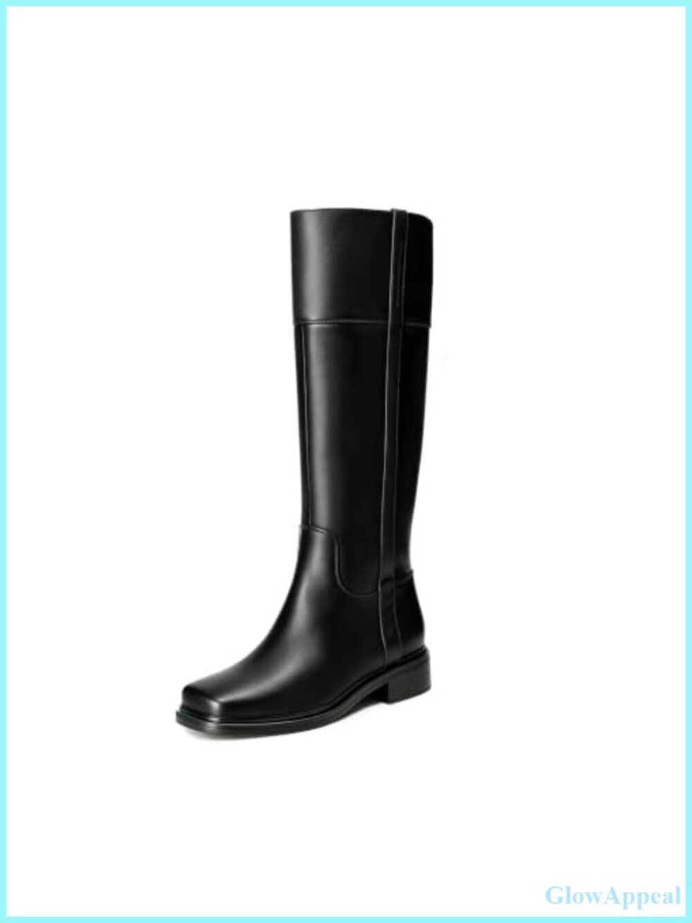 Women's Knee High Boots Square Toe Chunky Low Heel Side Zipper Pull On